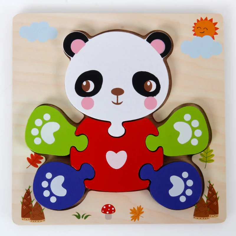 Puzzle en bois panda enfants