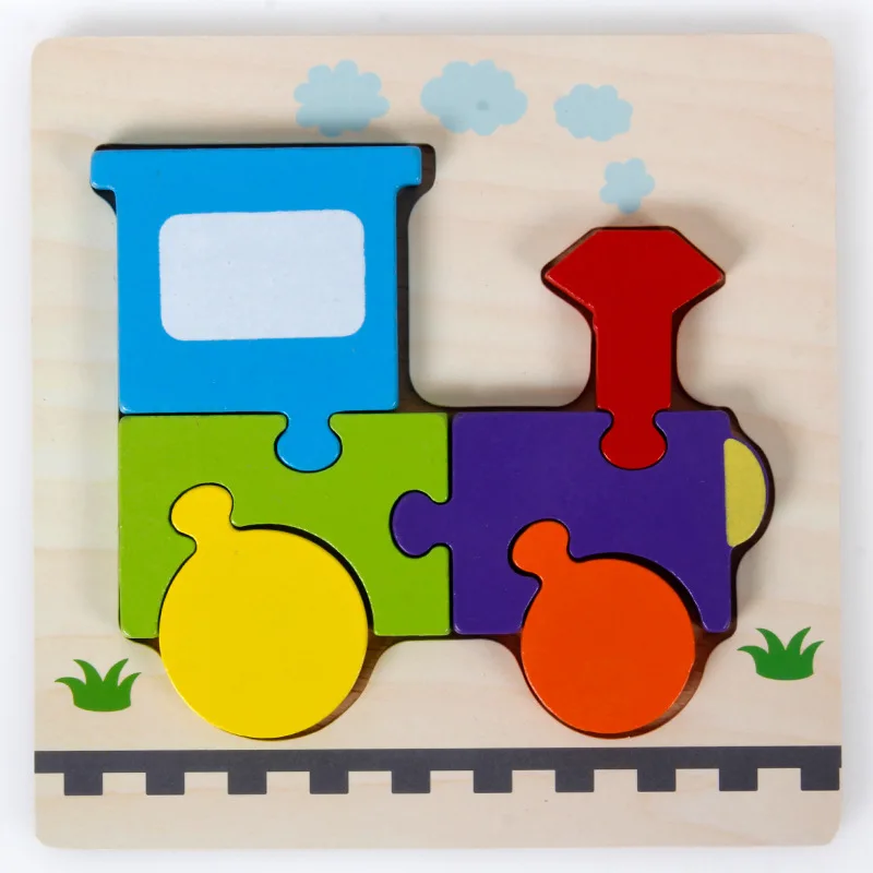 Puzzle train bois éducatif