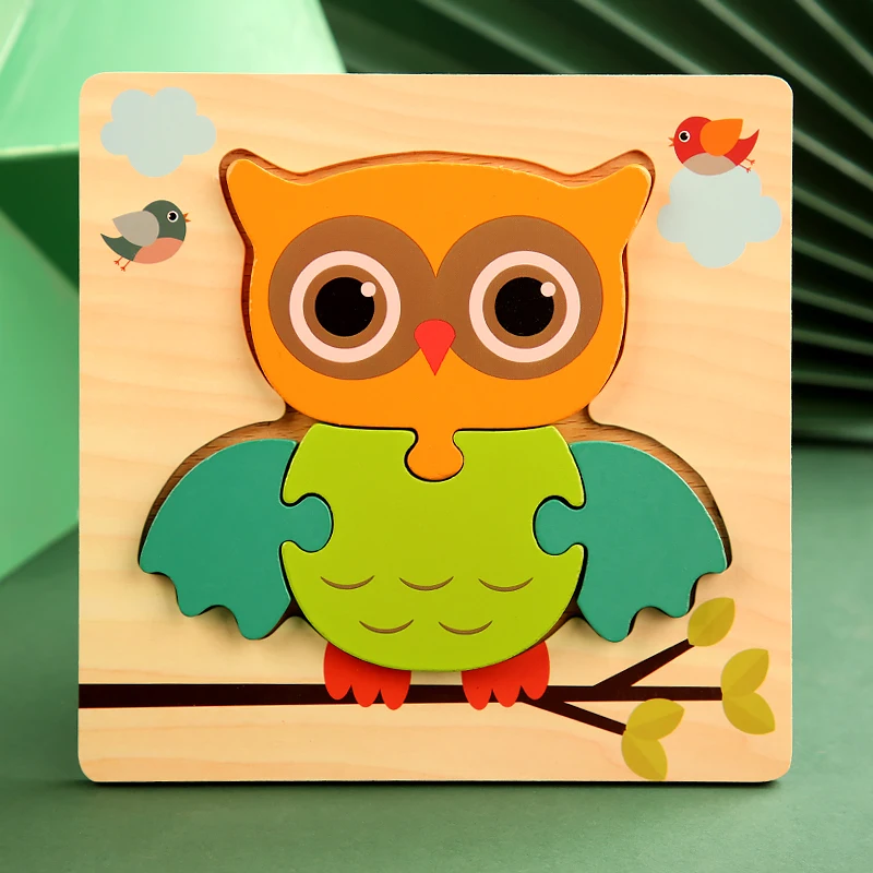 puzzle hibou en bois éducatif