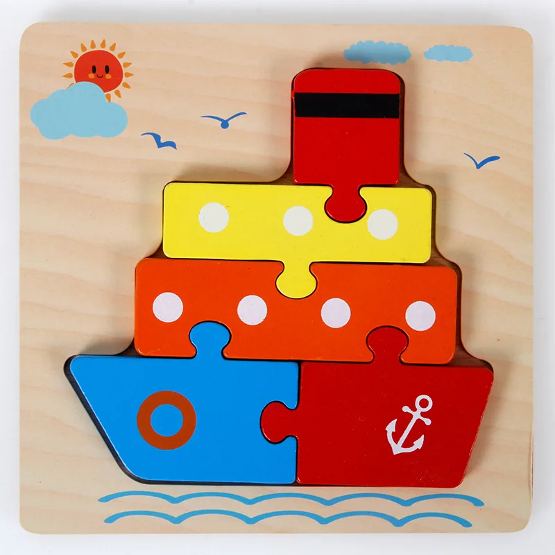 puzzle en bois bateau éducatif