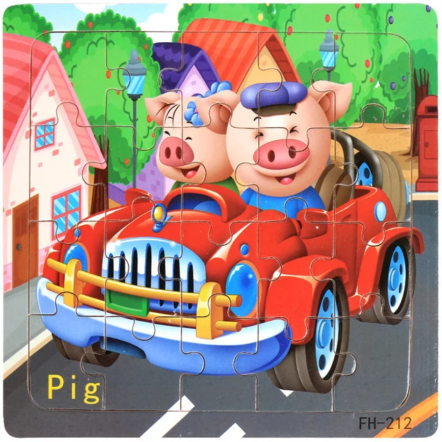 puzzle cochon voiture enfants