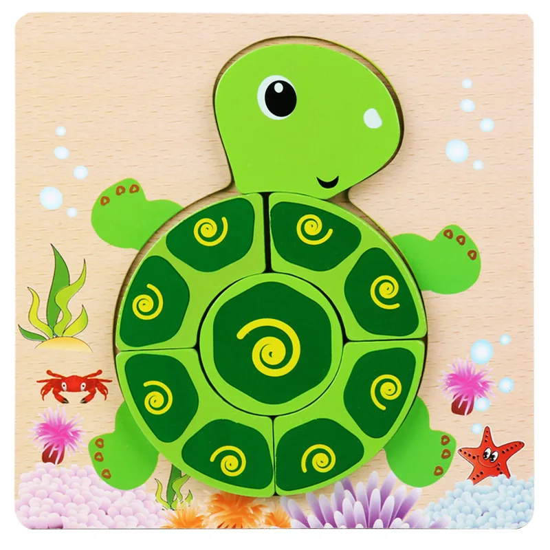 Puzzle tortue verte en bois