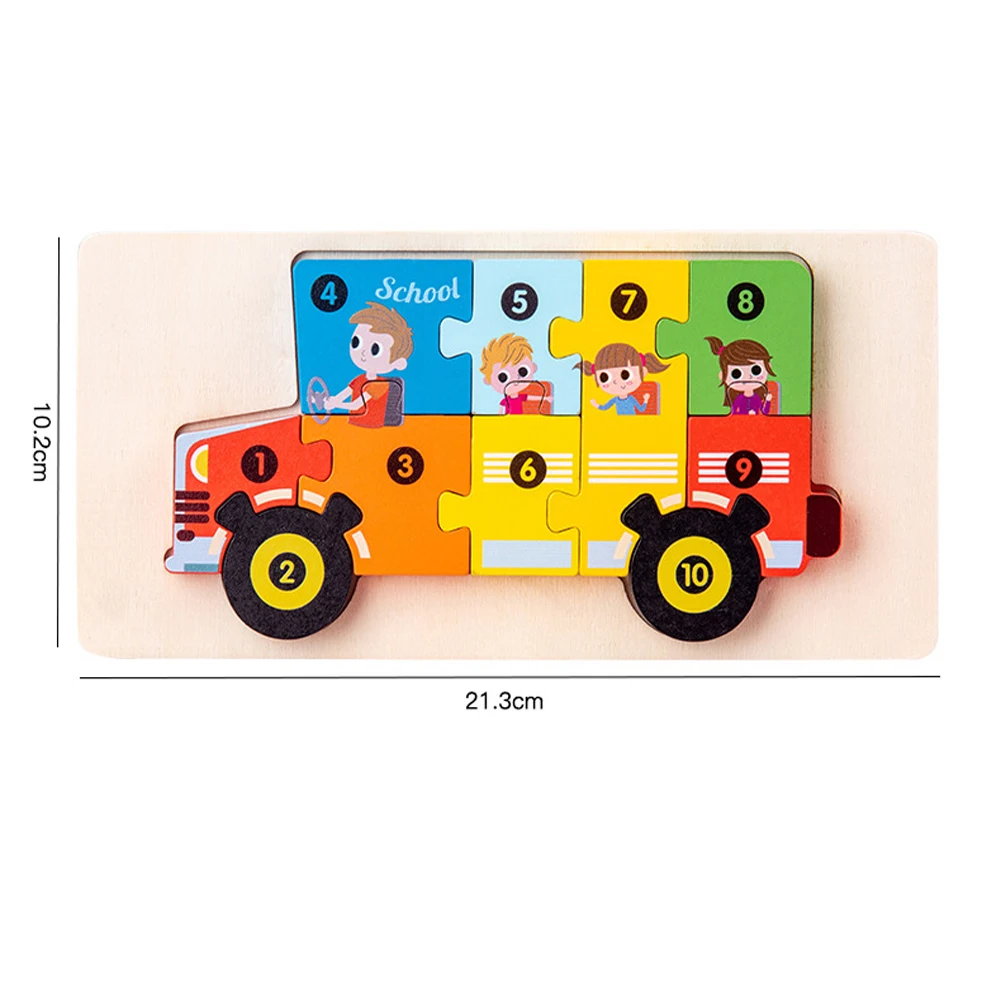 puzzle en bois bus scolaire éducatif enfants