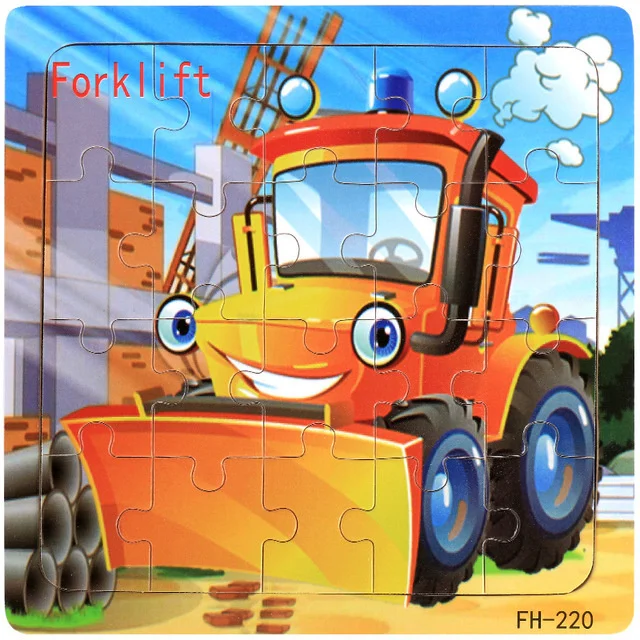 Puzzle bulldozer bois enfants